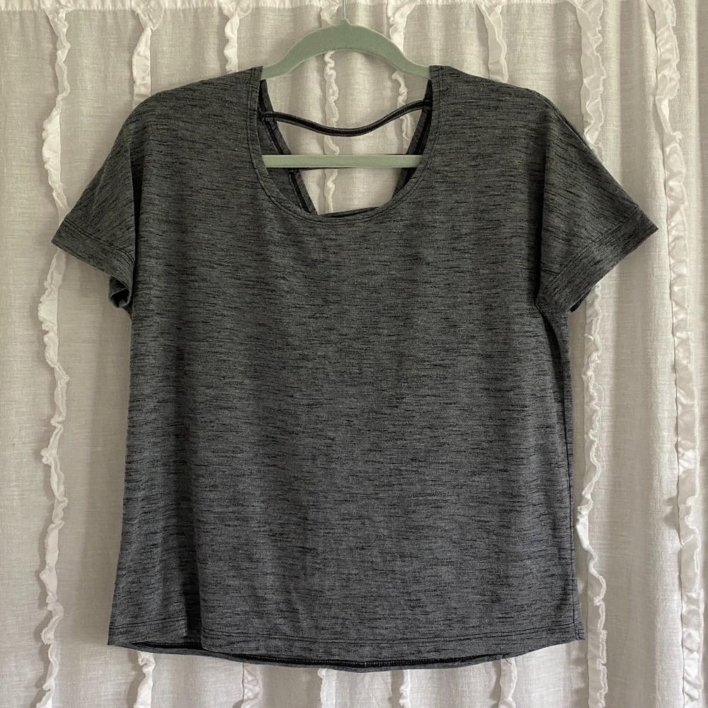 Kyodan Gray Open Slit Back Workout Top